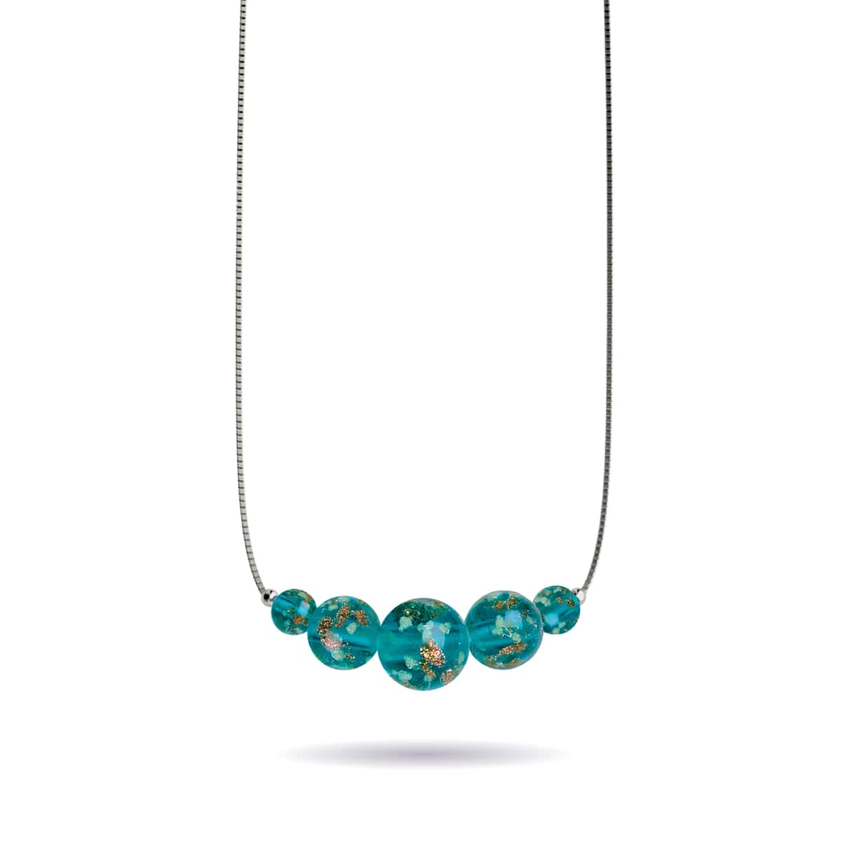 Sarcelle | Argent sterling .925 | Collier fermoir infini en verre luciole